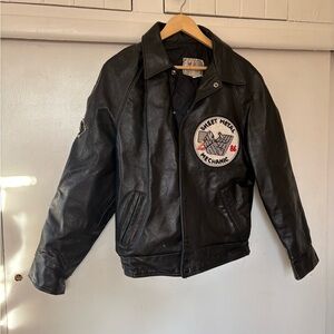Vintage 1986 SAIT emblem Black Leather Jacket